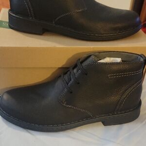 Clarks Black Leather Chukka Boots